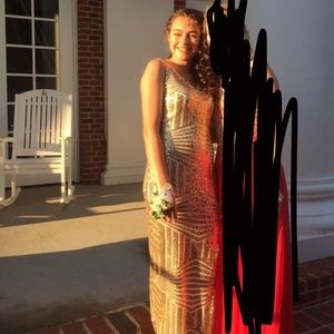 Gold and white prom dress
